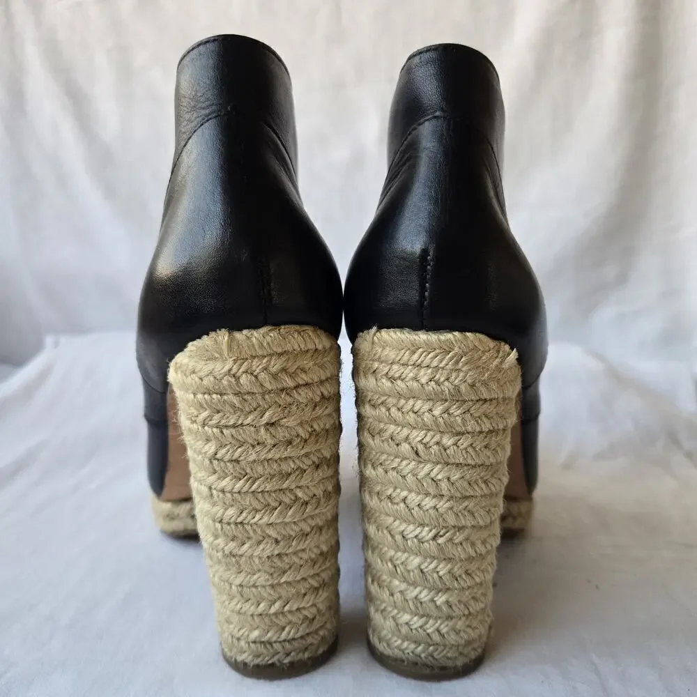 Loeffler Randall Nadia Women's Espadrille Leather Ankle Boots Black Size 7 B